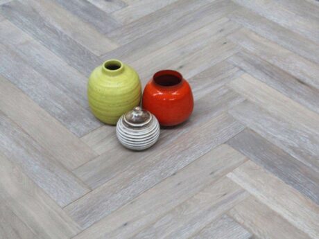 Herringbone Engineered Smoked Brushed White Oiled Oak Wood Flooring 18mm X 90mm