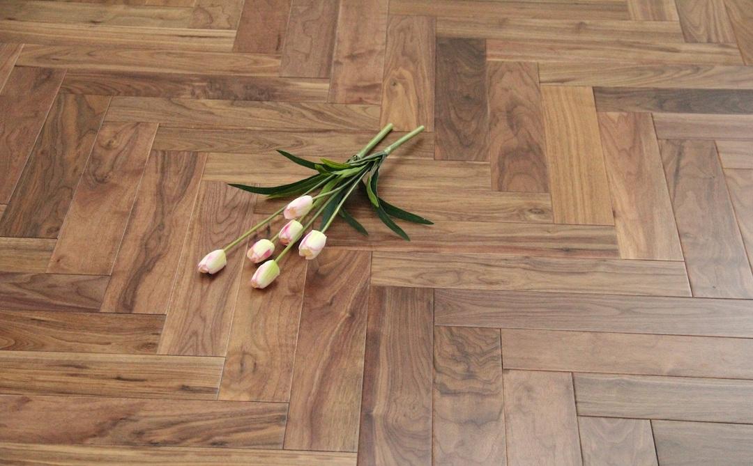 Herringbone Engineered American Walnut Lacquered Wood Flooring 18mm X 90mm X 450mm