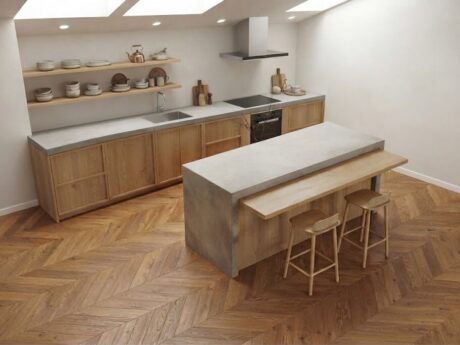 Engineered Chevron Brushed Gunstock Lacquered Wood Flooring 18mm X 90mm