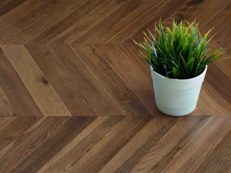 Engineered Chevron Double Smoked UV Oiled Wood Flooring 18mm X 90mm