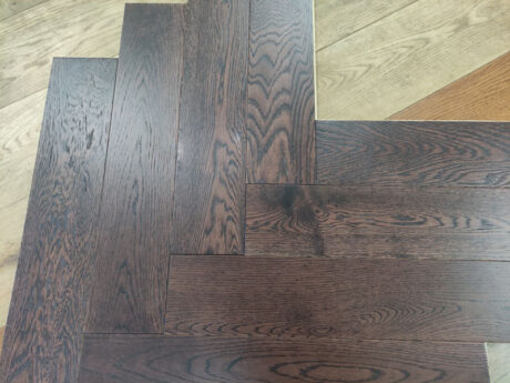 Engineered Herringbone Coffee Brushed Uv Lacquered Oak Prime Grade Wood Flooring 15mm X 120mm