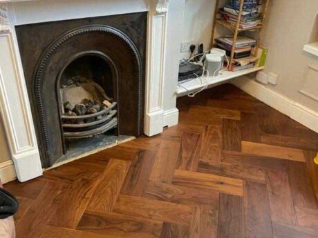 Herringbone Engineered American Walnut Lacquered Wood Flooring 14mm X 150mm