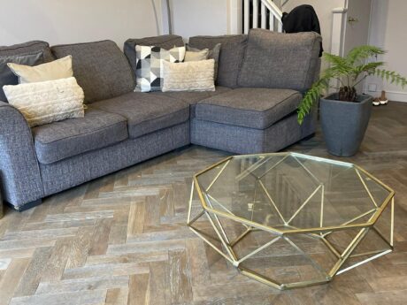 Herringbone Engineered Grey Hard Waxed Oiled Oak Wood Flooring 18mm X 90mm