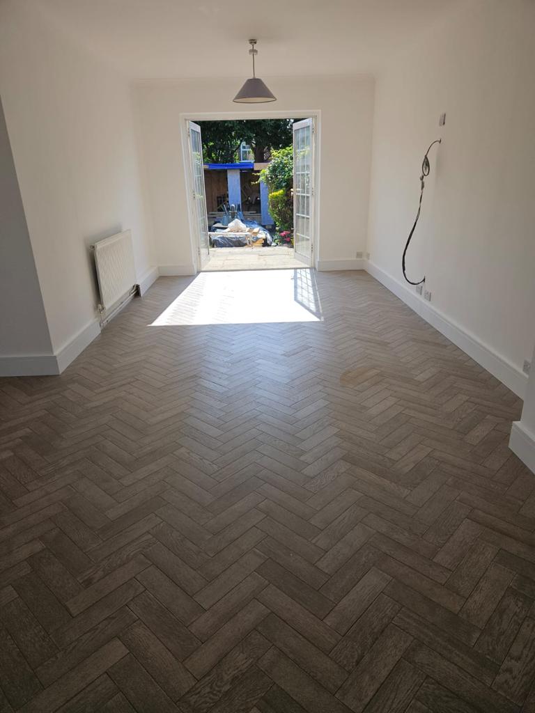Herringbone Engineered Grey Brushed Matt Lacquered Oak Wood Flooring 18mm X 80mm