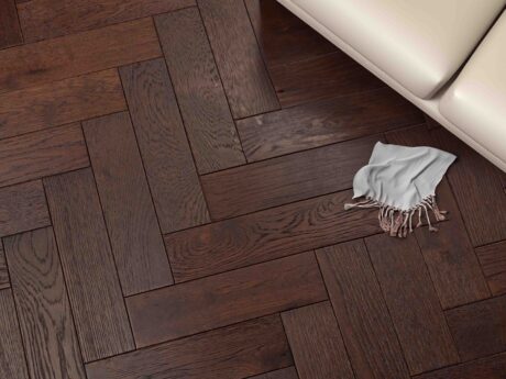Herringbone Engineered Walnut Stain Brushed Matt Lacquered Oak Wood Flooring 18mm X 80mm