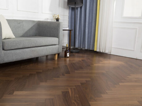 Herringbone Engineered Walnut UV Oiled Wood Flooring 14mm X 125mm