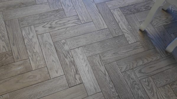 Herringbone Engineered Grey Brushed Matt Lacquered Oak Wood Flooring 18mm X 80mm