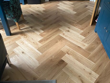 Herringbone Engineered Natural Brushed & Lacquered Oak Click Wood Flooring 14mm X 150mm