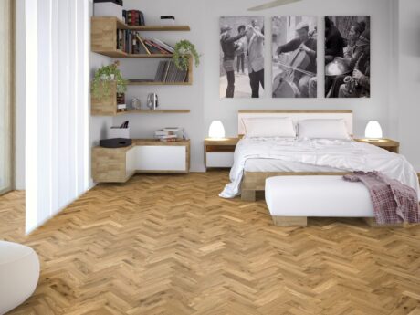 Engineered Herringbone Natural Matt Lacquered Oak Wood Flooring 14mm X 100mm
