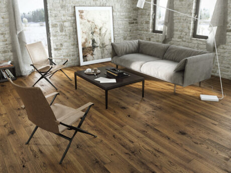 Engineered Handscrapped Golden Smoked Matt Lacquered Click Oak Wood Flooring 14mm X 130mm