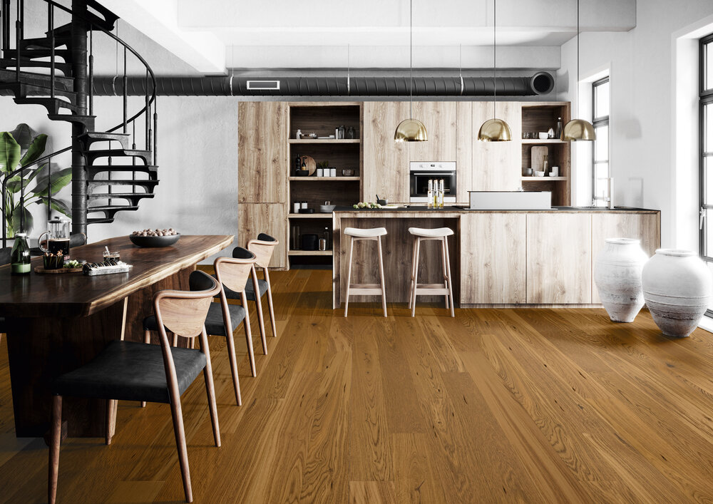 Engineered Norwich Golden Brown Click Oak Wood Flooring 14mm X 155mm