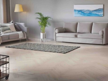 Engineered Herringbone Brushed White Matt Lacquered Click Oak Wood Flooring 14mm X 110mm