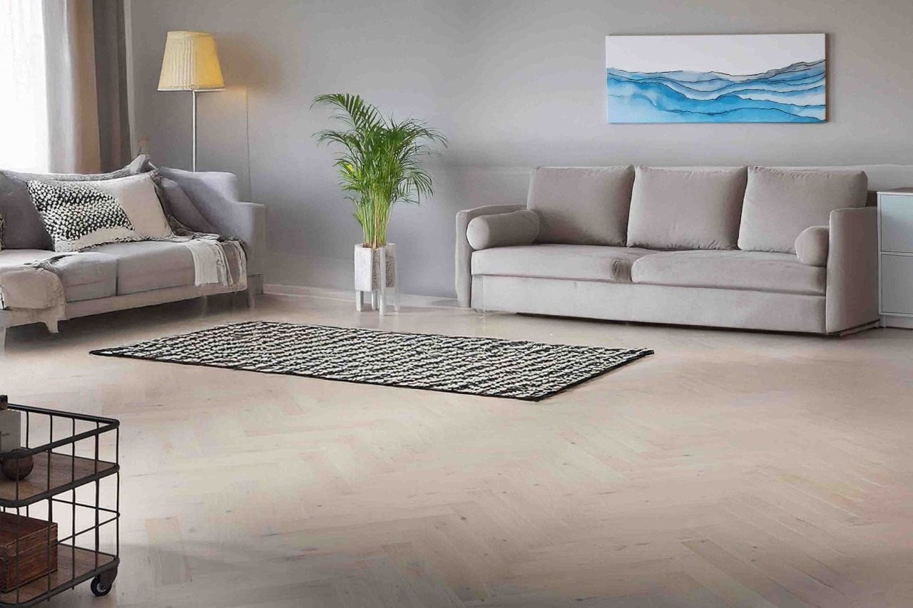 Engineered Herringbone Brushed White Matt Lacquered Click Oak Wood Flooring 14mm X 110mm