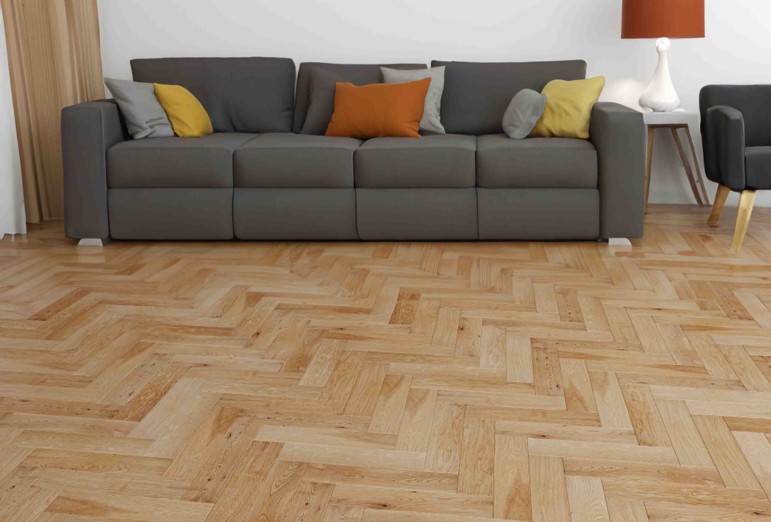 Herringbone Engineered Brushed Lacquered Oak Wood Flooring 18mm X 80mm X 300mm