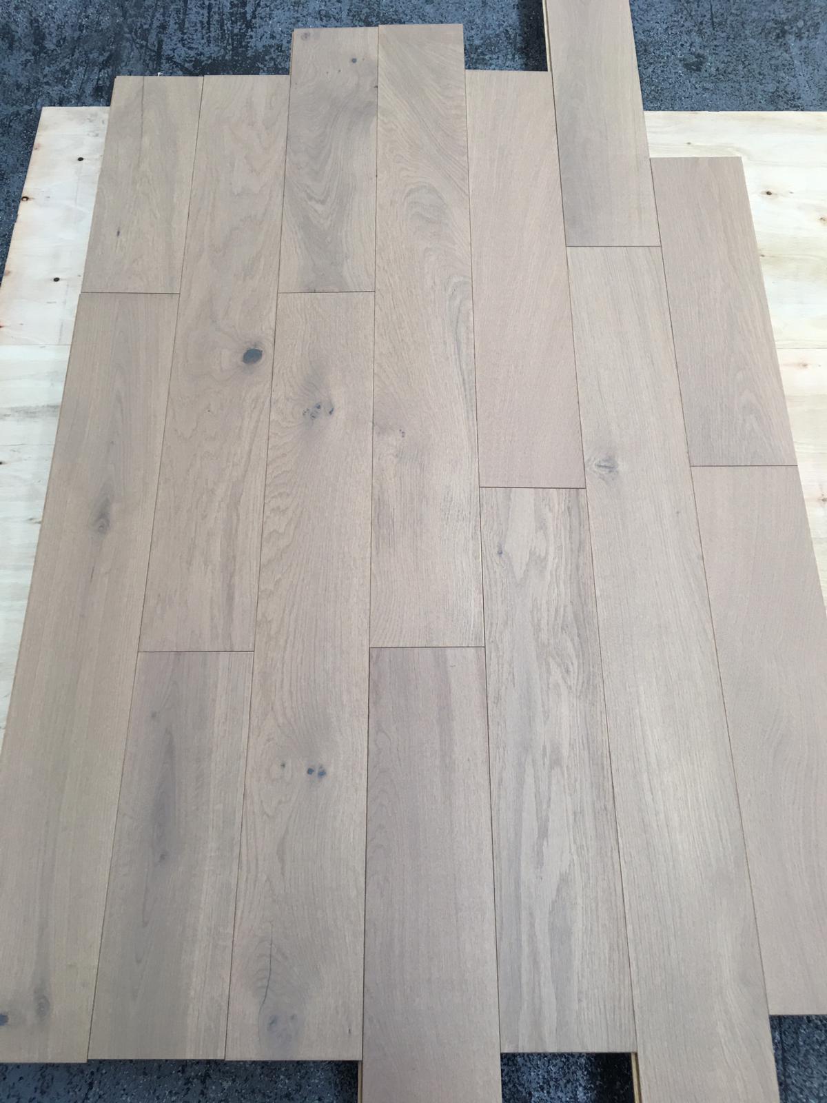Solid Brushed & Oiled Light Grey Oak Wood Flooring 18mm X 130mm