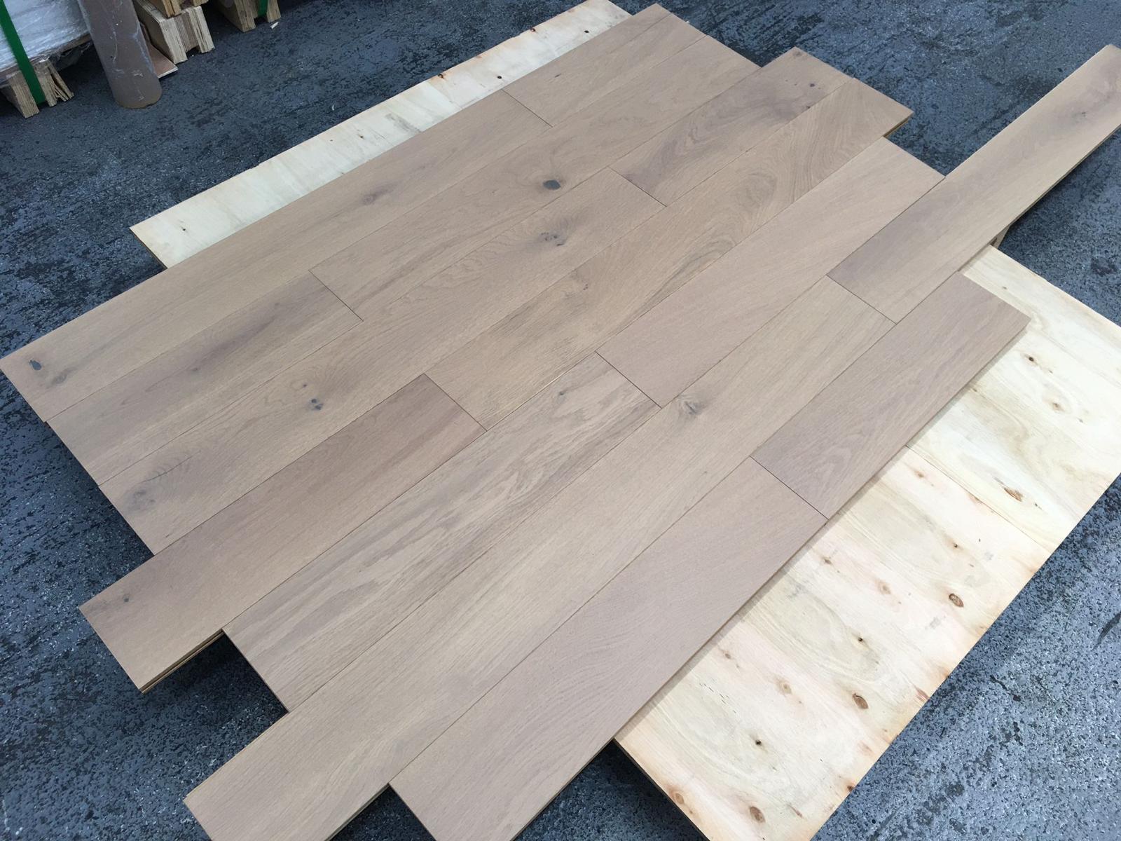 Solid Brushed & Oiled Light Grey Oak Wood Flooring 18mm X 130mm