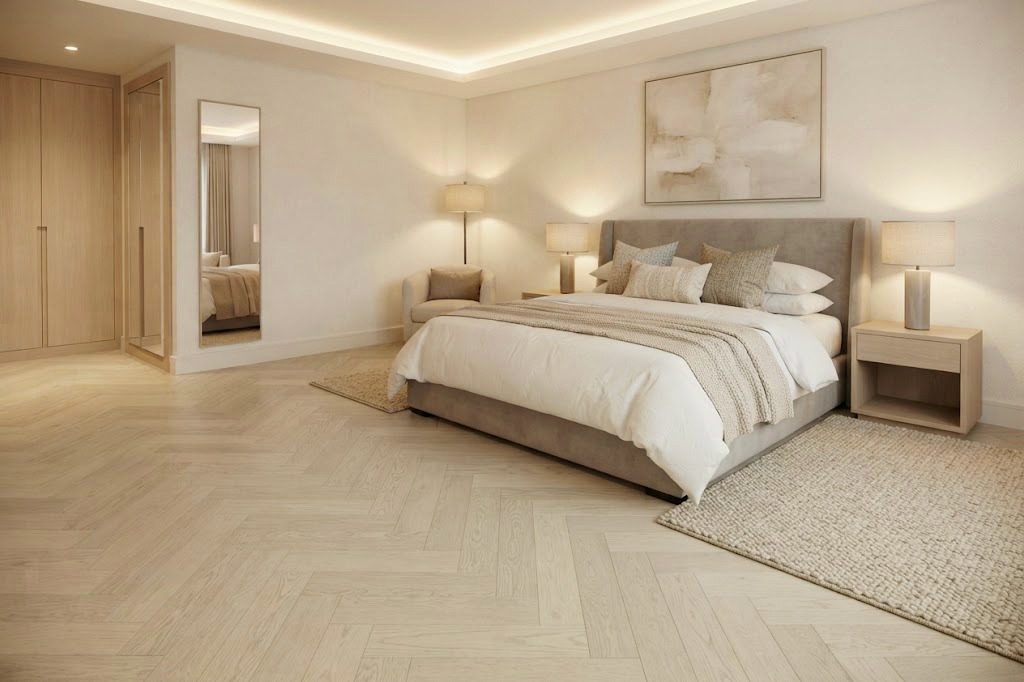 Herringbone Engineered Brushed White Uv Oiled Oak Wood Flooring 14mm X 125mm