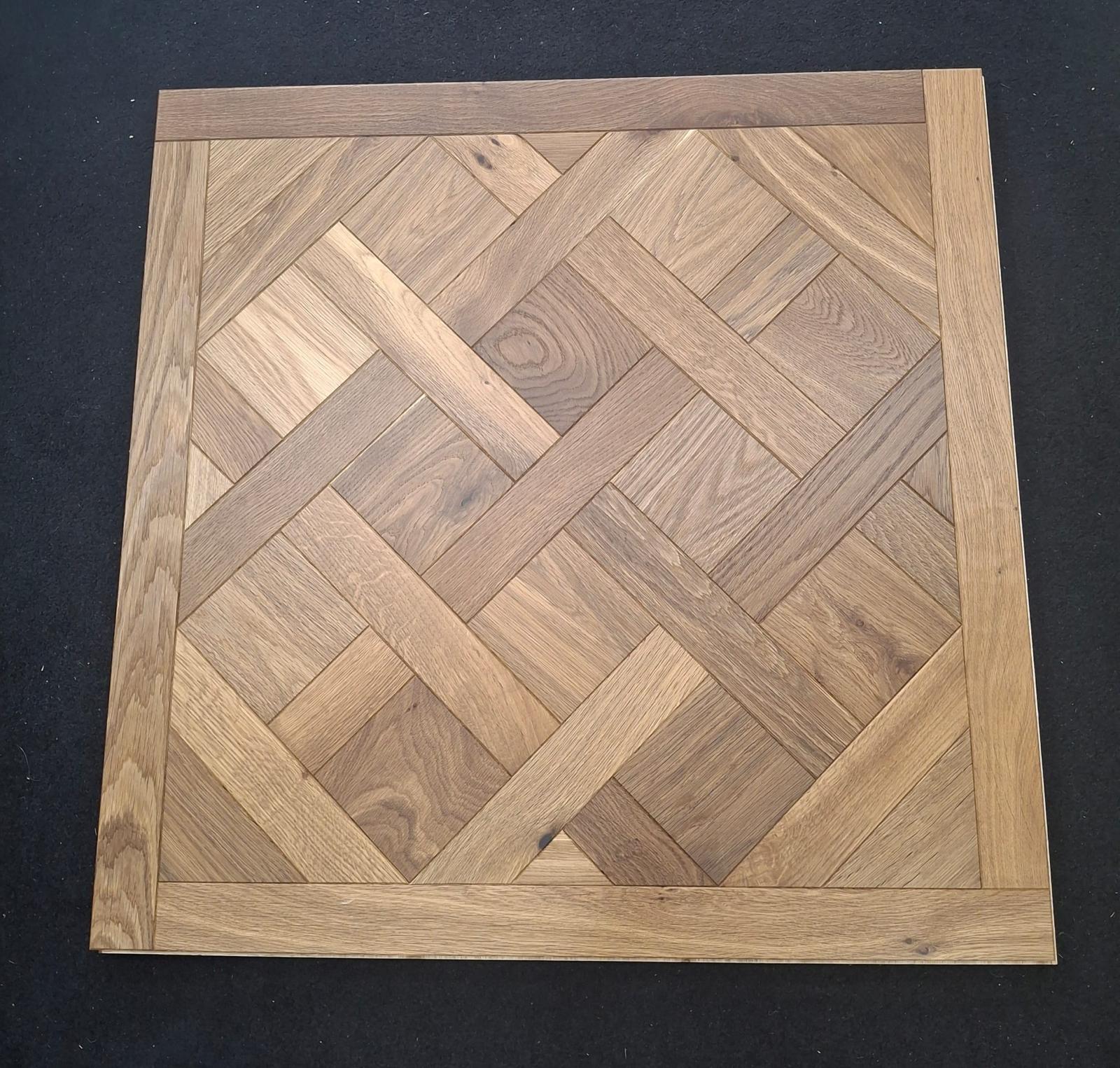 Engineered Natural Smoked Brushed Lacquered Parquet Versailles Panel 20mm x 800mm