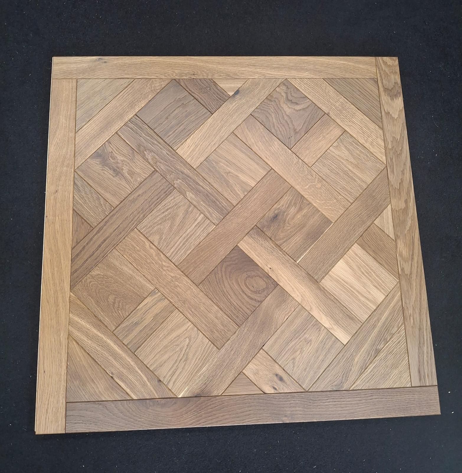 Engineered Natural Smoked Brushed Lacquered Parquet Versailles Panel 20mm x 800mm