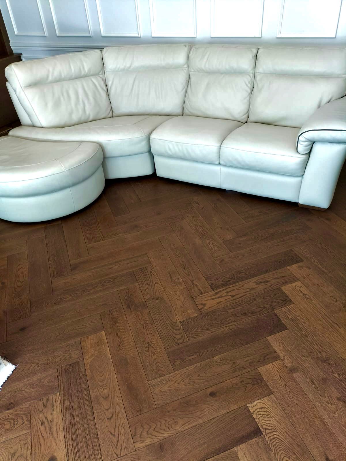 Herringbone Engineered Brushed Coffee Stained UV Oiled Oak Wood Flooring 14mm X 125mm