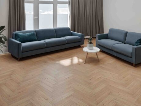 Solid Oak Herringbone Invisible Lacquered Wood Flooring 18mm X 90mm