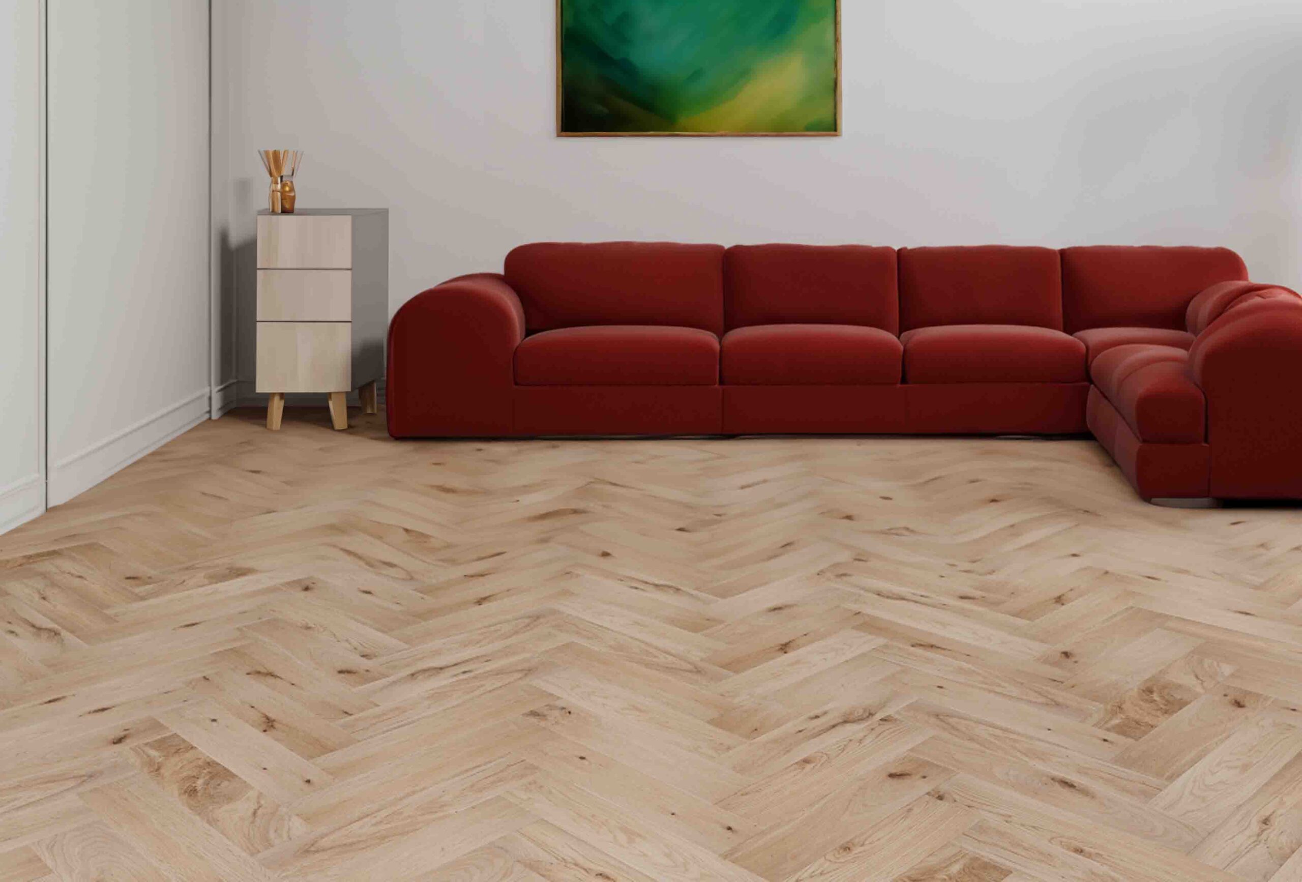 Solid Oak Herringbone Natural Unfinished Wood Flooring 18mm X 90mm