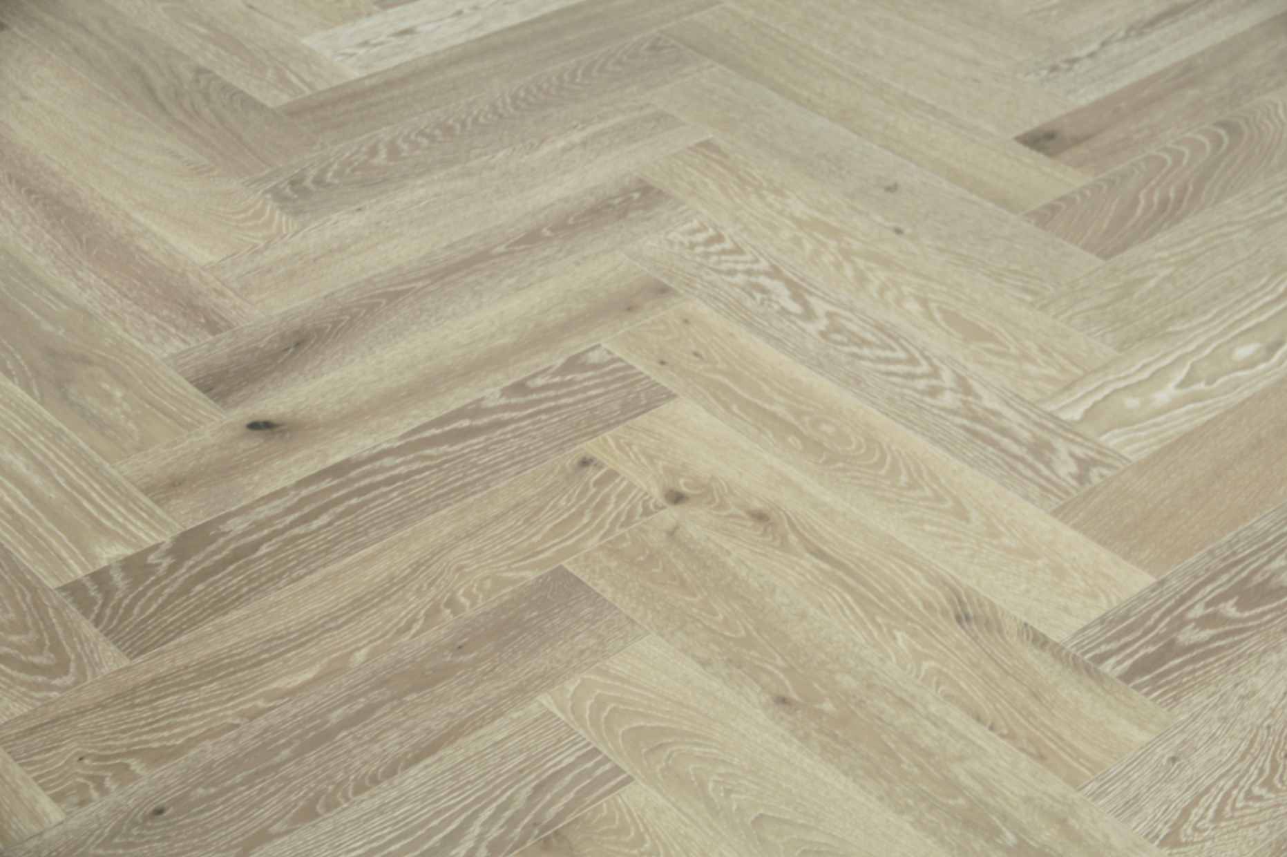 Herringbone Engineered Smoked Brushed White UV Oiled Oak Wood Flooring 14mm X 125mm