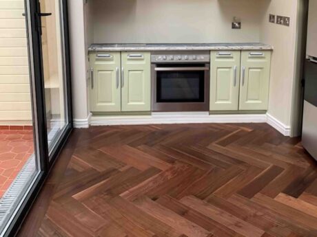 Engineered Herringbone American Walnut Uv Oiled Prime Grade Wood Flooring 15mm X 70mm X 350mm