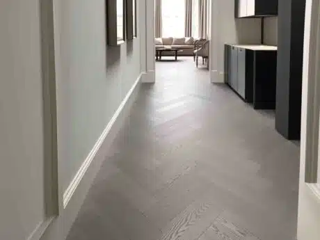 Engineered Herringbone White Washed Brushed Grey Oak Wood Flooring 14mm X 100mm