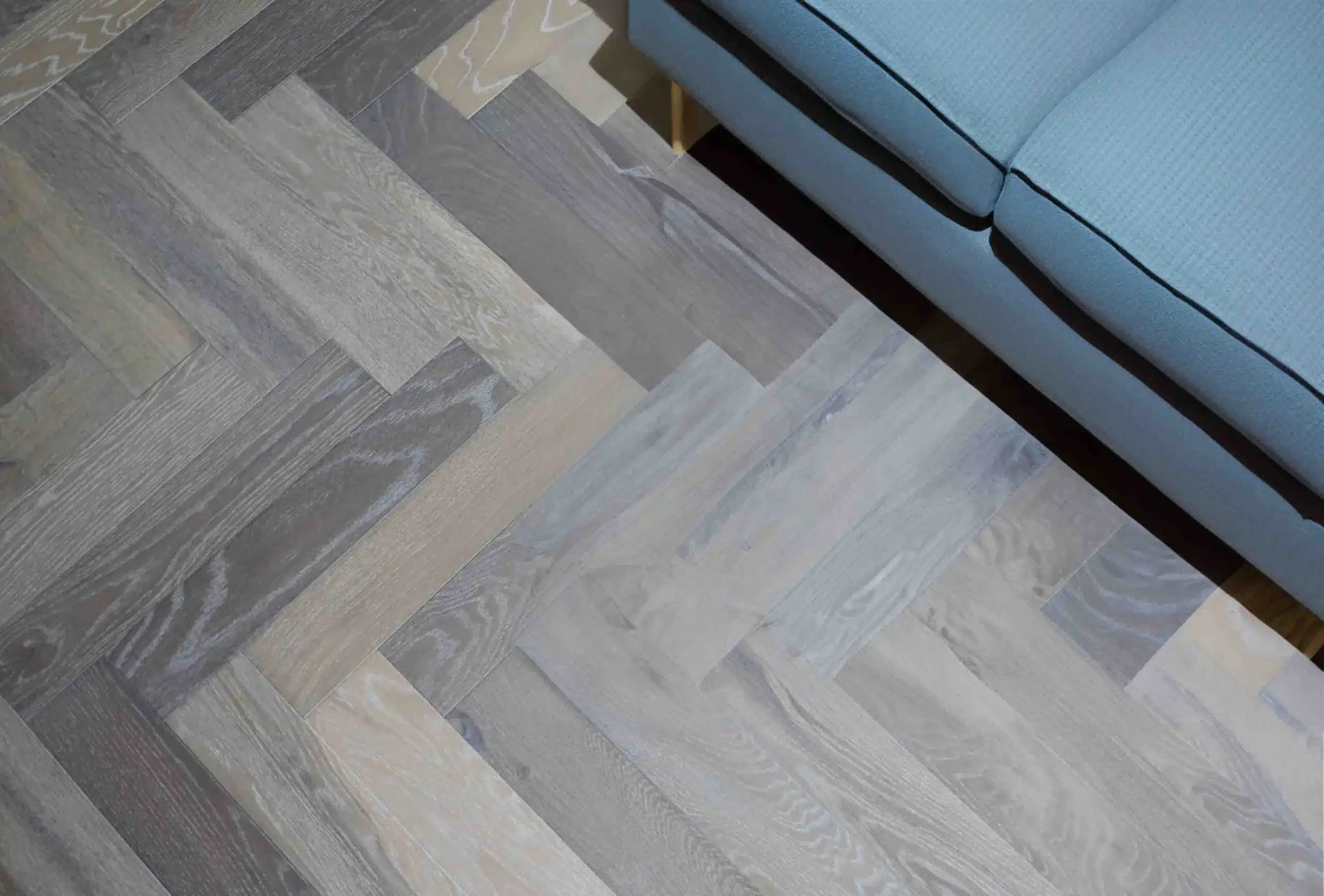 Herringbone Engineered Midnight Smoked Grey Uv Oiled Oak Wood Flooring 14/2mm X 90mm