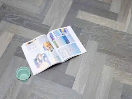 Herringbone Engineered Midnight Smoked Grey Uv Oiled Oak Wood Flooring 14/2mm X 90mm