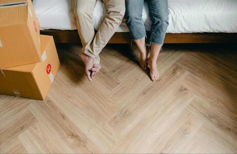 grey herringbone engineered wood flooring