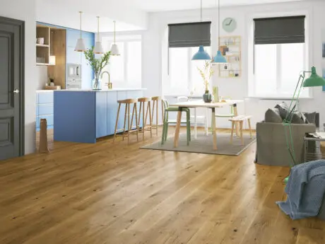 Enhance your home with brushed and lacquered engineered wood floors that combine rustic charm and modern protection.