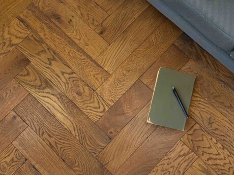 Herringbone Engineered Amber Meadow Brushed Matt Lacquered Oak Wood Flooring 10mm X 90mm