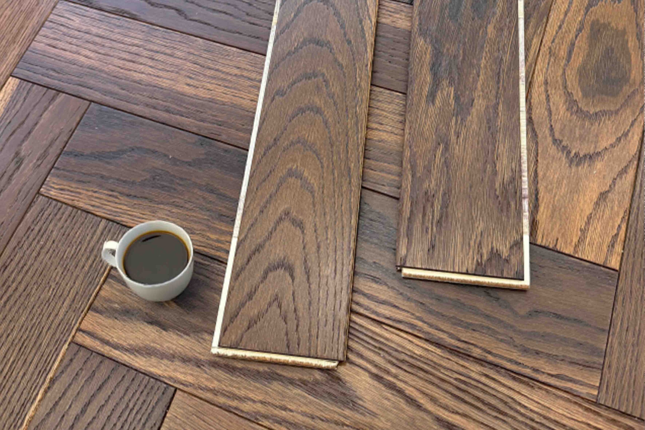 Herringbone Engineered Smoked Brushed Matt Lacquered Oak Wood Flooring 10mm X 90mm
