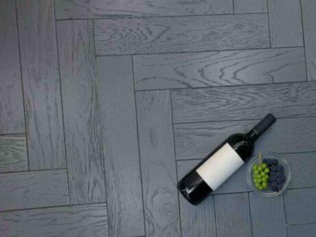 Herringbone Engineered Starlit Charcoal Brushed Matt Lacquered Wood Flooring 10mm X 90mm