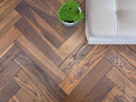 Herringbone Engineered Smoked Brushed Matt Lacquered Oak Wood Flooring 10mm X 90mm