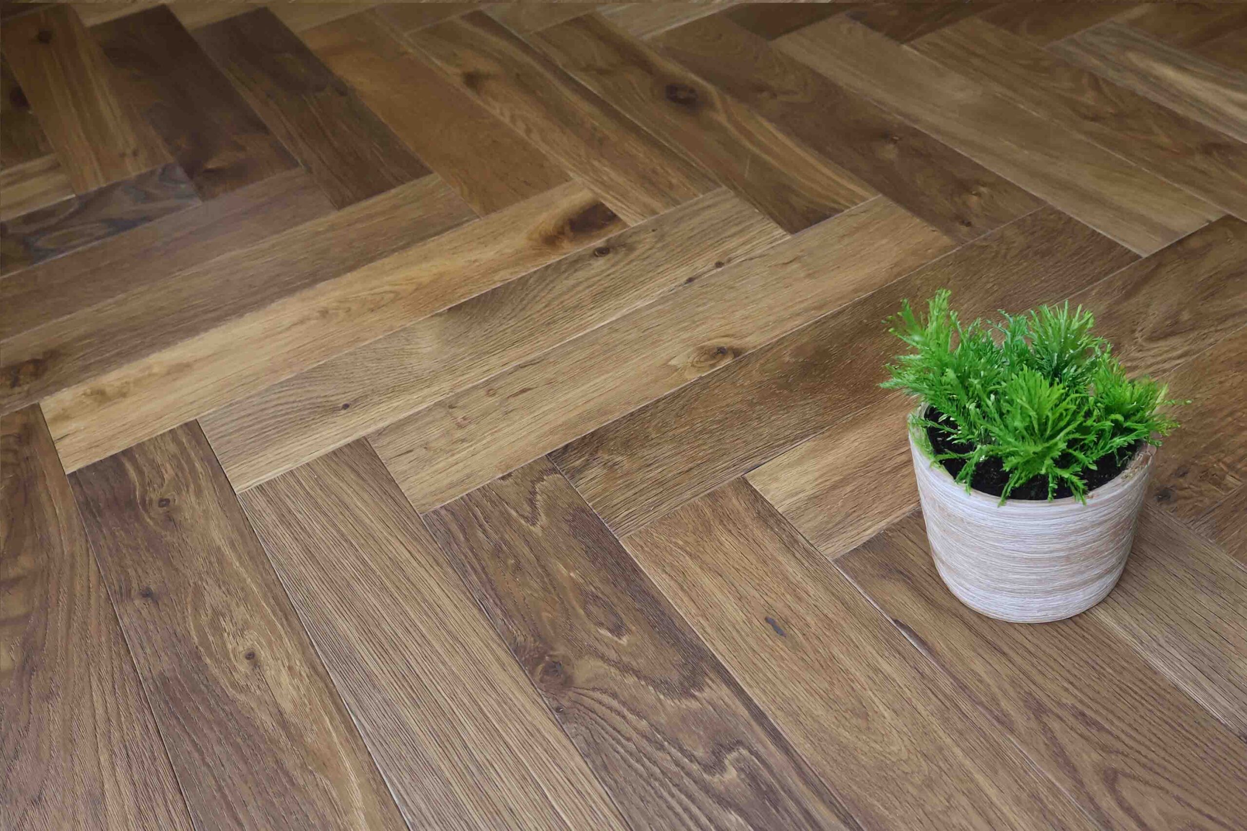 Herringbone Engineered Smoked Brushed & Oiled Oak Wood Flooring 14mm X 90mm