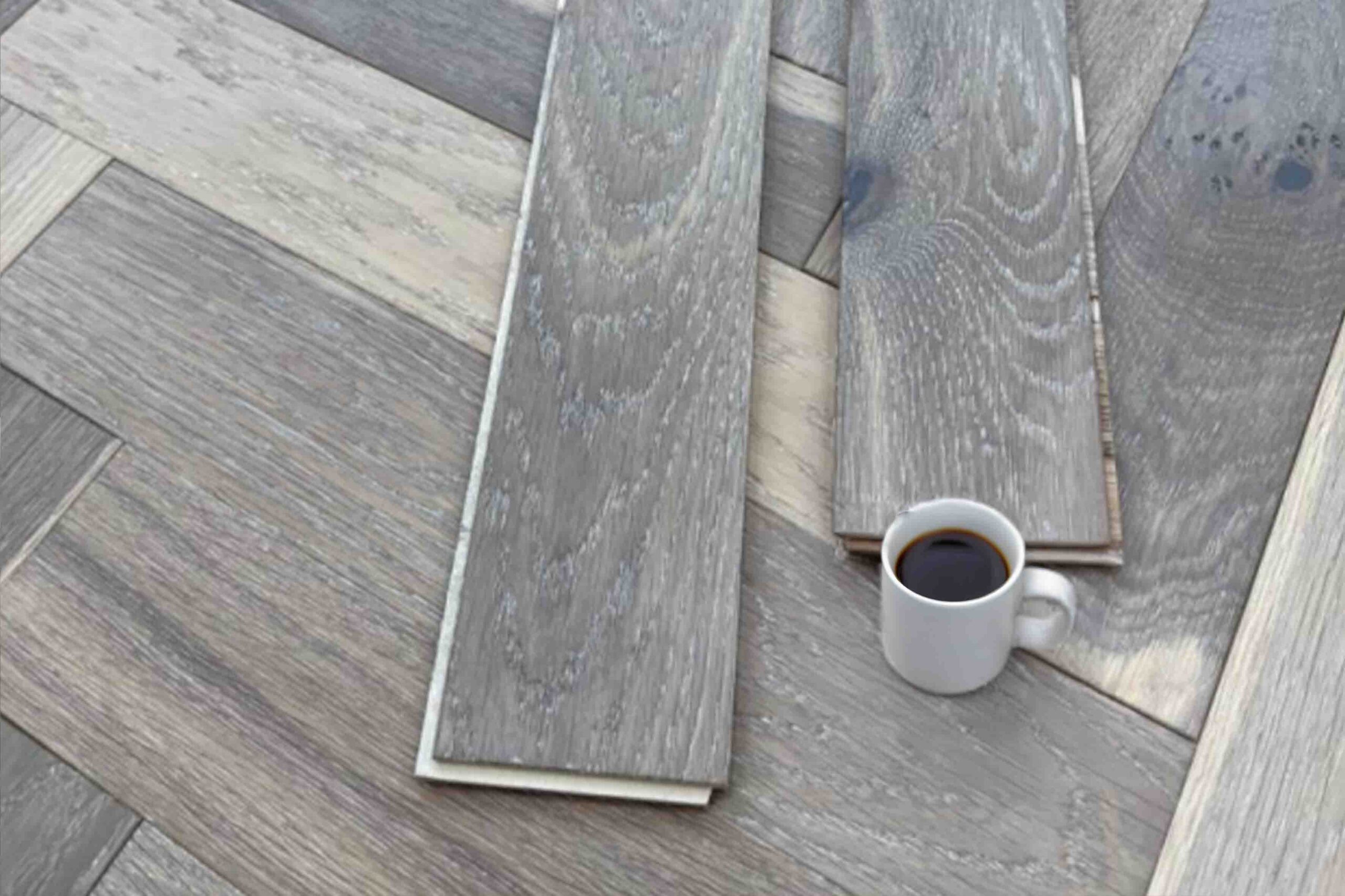 Herringbone Engineered Twilight Smoked Oak Brushed Matt Lacquered Wood Flooring 10mm X 90mm